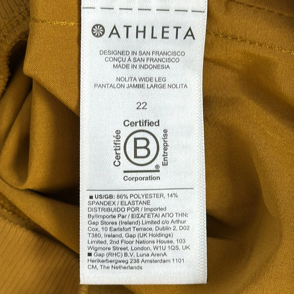 Athleta 22 Nolita Wide Leg Pant Mustard High Rise Relaxed Travel - Picture 10 of 15